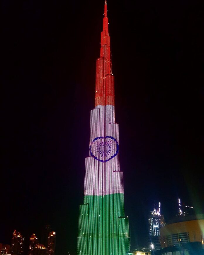 Burj Khalifa lights up in Indian tricolor on 77th Independence Day