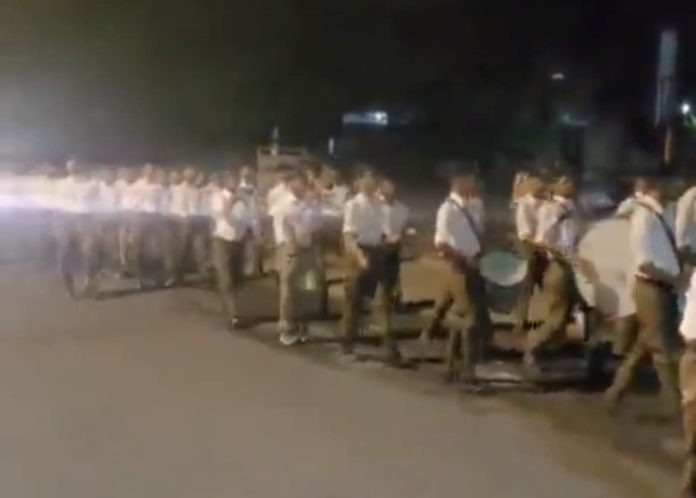 RSS Members conducted a march in JNU Campus last night