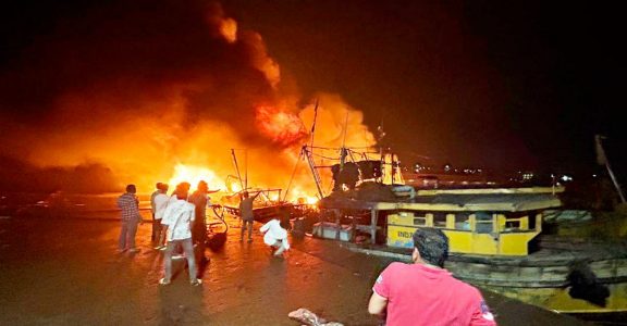 At least 15 boats destroyed after fire broke out in Visakhapatnam jetty area