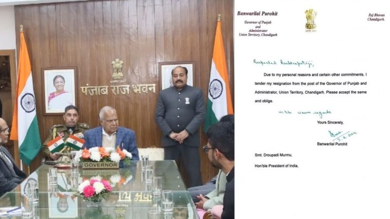 Punjab: In a sudden political development governor Banwarilal Purohit resigned